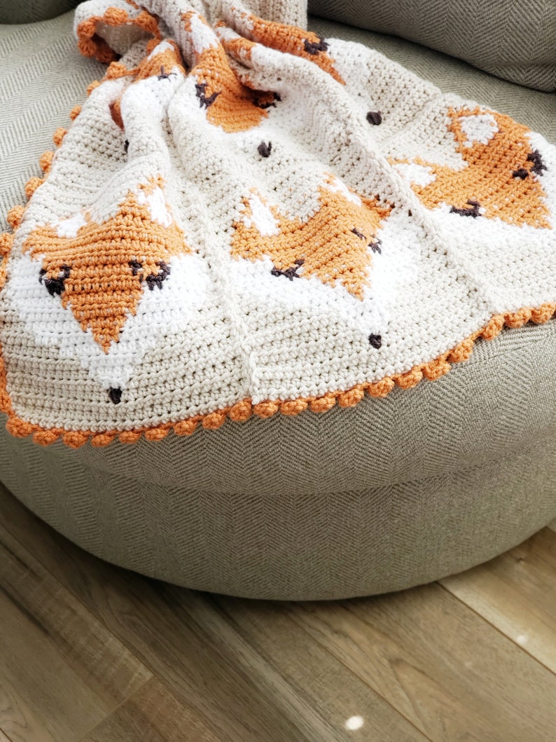 Fox Crochet Pattern, Crochet Baby Blanket Foxes, Fox Baby Blanket Crochet Pattern. Fox Graph Crochet, Crochet Baby Blanket Pattern image 8