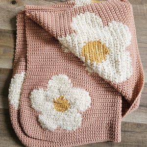 Daisy Crochet Blanket Pattern: Strawberry Flower Afghan (PDF Pattern)