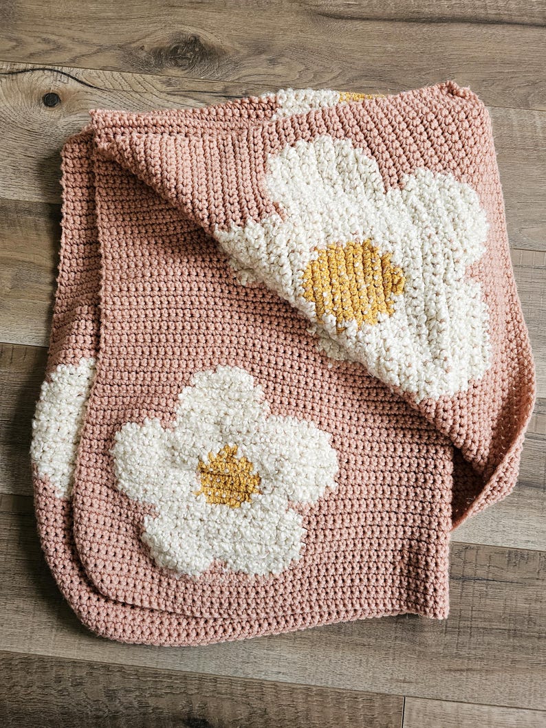 Daisy Crochet Blanket Pattern: Strawberry Flower Afghan (PDF Pattern)