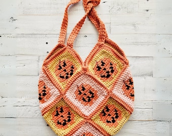 Crochet Pumpkin Square Bag Pattern: Halloween Jack-O-Lantern (PDF Pattern)