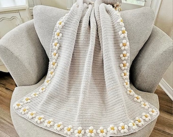 Easy Crochet Daisy Blanket Pattern: Minimalist Home Decor (PDF Pattern)
