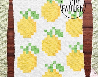 C2C Baby Blanket Pattern, Easy C2C Crochet Graph, Lemon Crochet Pattern, C2C graph, Lemon Graphgan, Crochet Lemon Baby Blanket Pattern