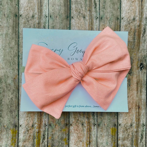 Peach Hair Bow Etsy