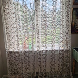 Vintage Swedish Mid-Century Sheer Curtains | 60s–70s Retro Lace Panels Minimalist, Nordic, Boho, Eclectic, Cottagecore