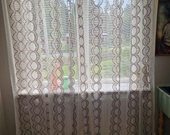 Vintage schwedische Mid-Century Gardinen | 60s–70s Retro Lace Panels Minimalistisch, nordisch, Boho, Eclectic, Cottagecore