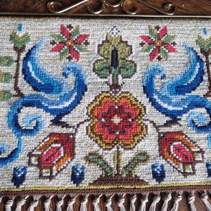 Handmade Swedish Tvistsöm Wall Hanging – Folklore Embroidery, Scandinavian Textile Art, Nordic Vintage Decor