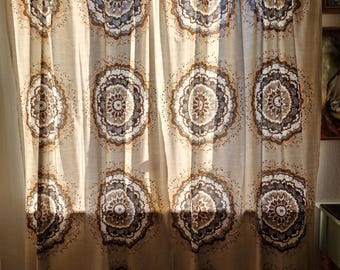 Rideaux vintage Mid-Century en coton suédois - Imprimé floral des années 1970 - Décoration d'intérieur scandinave rétro. Livraison gratuite.