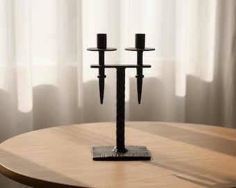 Vintage Swedish Wrought Iron Candle Holder – Hand-Forged Scandinavian Craft - Free Shipping