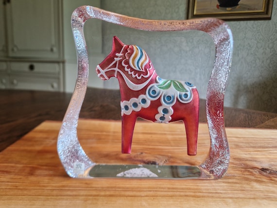 ヴィンテージ '50 Sweden art glass IFP maleras Swedish Traditional Art Glass – Målerås Glasbruk Dala Horse