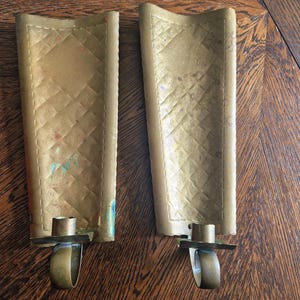 Vintage Brass Candle Sconces – Handmade in Sweden 1930s 1940s  Antique Wall Candle Holders – Scandinavian Brass Lighting. Free Shipping