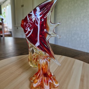 Vintage Murano Glass Fish Figurine – 1960s Italian Art Glass – Hand-Blown Mid-Century Sculpture – 18 cm / 7.1 in