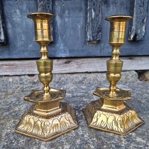 Pair of Baroque Style Swedish Brass Candlesticks - Stamped Scandia Malm