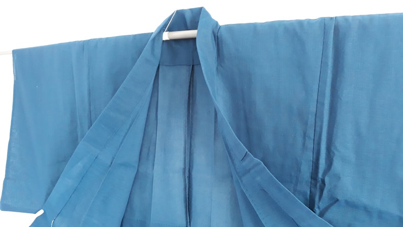 Vintage Kimono Marine Blue Linen Japanese Yukata Antique Secondhand Bathrobe