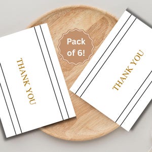Zwart-gouden bedankkaart A2 wordt geleverd met enveloppen Set van 6 | Cadeaus voor haar | Cadeaus voor hem | Cadeaus voor elke gelegenheid | Bruiloft, verjaardag