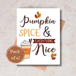 Cartão de Feliz Dia das Bruxas Pumpkin Spice & Everything Nice A2 Vem com Envelopes Pacote de 6 Presente para Amigos Happy Mail Presente Fácil