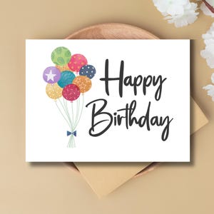 Pacote de cartões de balões coloridos de feliz aniversário A2 com envelopes, pacote com 6