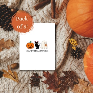 Cartão de felicitações de feliz dia das bruxas, fofo, A2, vem com envelopes, pacote com 6, presente para amigos, correio feliz, presente fácil