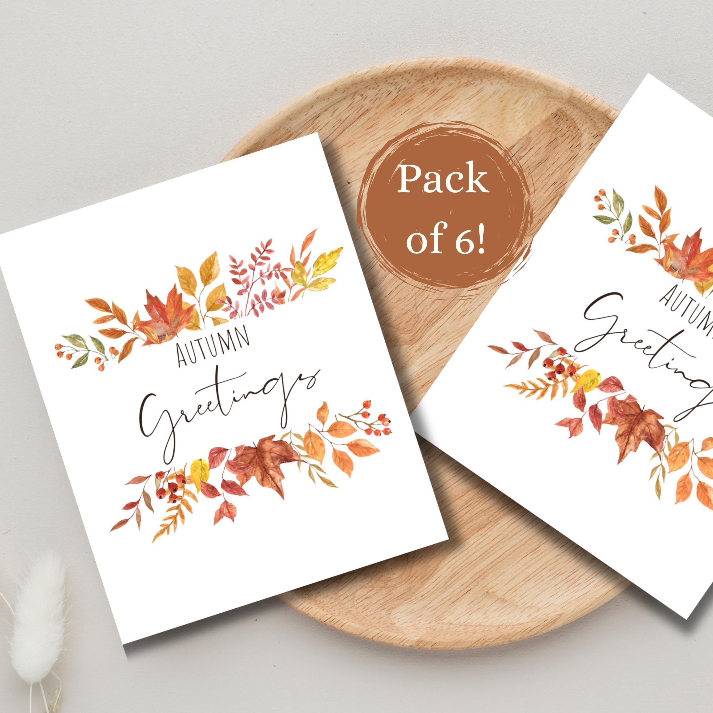 Happy Fall Greeting Card Autumn Greetings A2 Comes With Envelopes Pack of 6 Gift for Friends Happy Mail Easy Gift