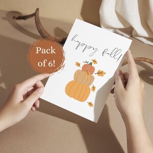 Cartão de saudação de abóbora de outono feliz A2 vem com envelopes, pacote com 6 presentes para amigos, correio feliz, presente fácil
