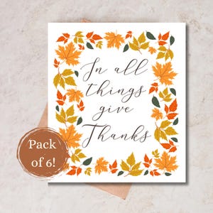 Cartão de felicitações de outono feliz em todas as coisas, agradeça A2, vem com envelopes, pacote com 6, presente para amigos, correio feliz, presente fácil