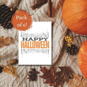 Cartão de Feliz Dia das Bruxas Spider Web A2 Vem com Envelopes Pacote de 6 Presente para Amigos Happy Mail Presente Fácil