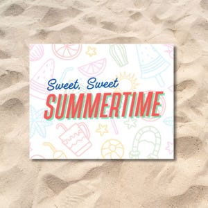 Lot de cartes de voeux douces pour l'été - Cartes de correspondance d'été, ensemble de papeterie saisonnière, intérieur vierge, design ensoleillé amusant, cadeau beach vibes, été