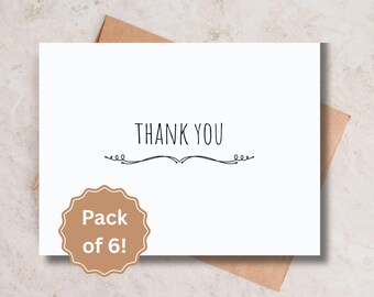 Black and White Thank You Card Pack – Blank Inside – Birthday, Sympathy, Wedding – Handmade, All Occasion Cards – Gift for Her, Gift for Him
