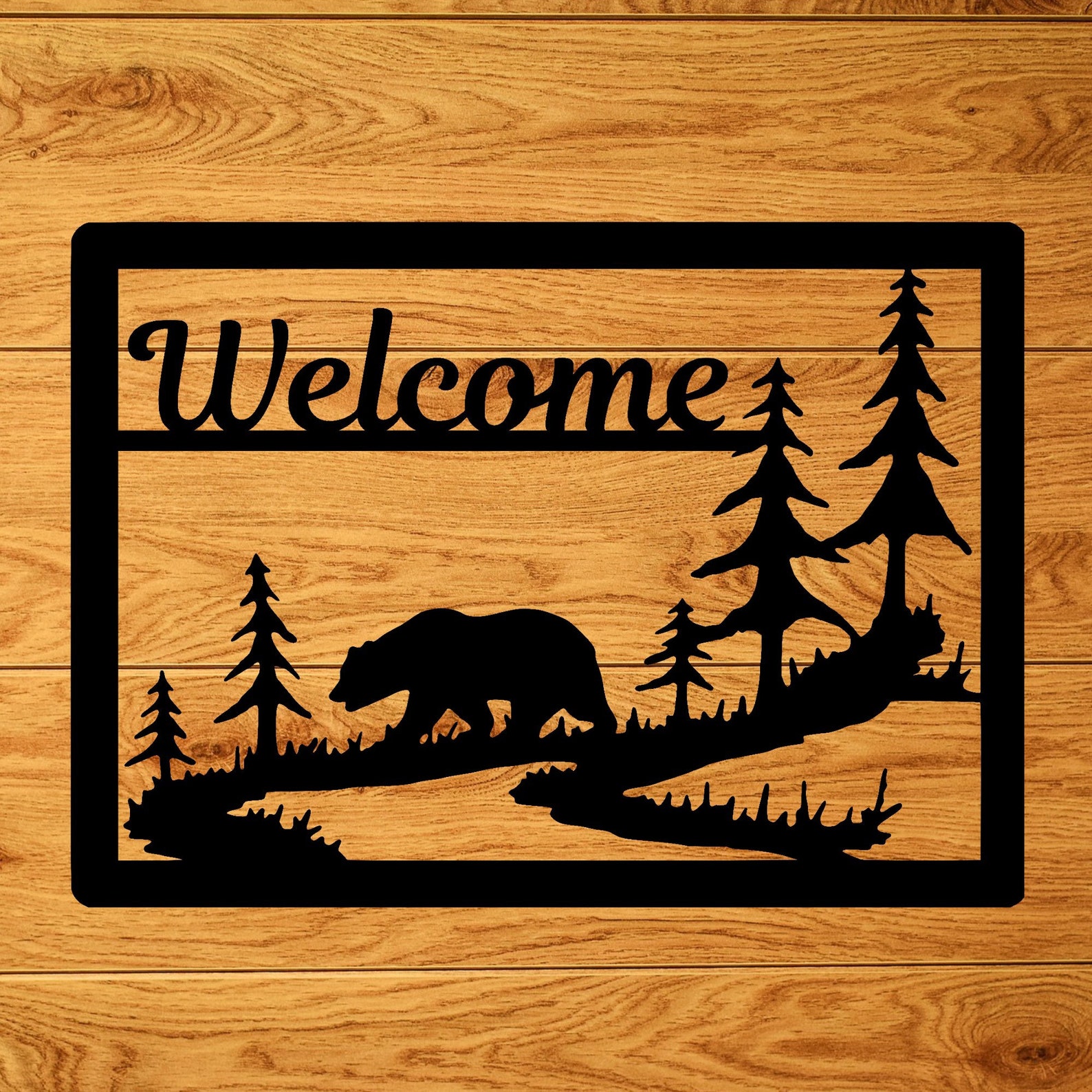 Welcome Bear Sign (svg, Dxf, Pdf, Jpeg) Laser Engraver, Scroll Saw ...