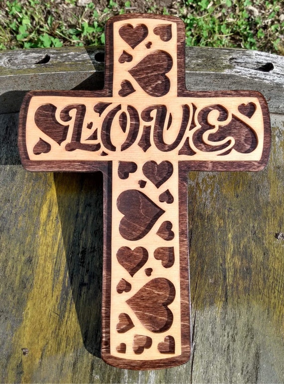 Love Cross, svg, Pdf, Jpeg, Dxf Scroll Saw Pattern, Cricut, Laser 