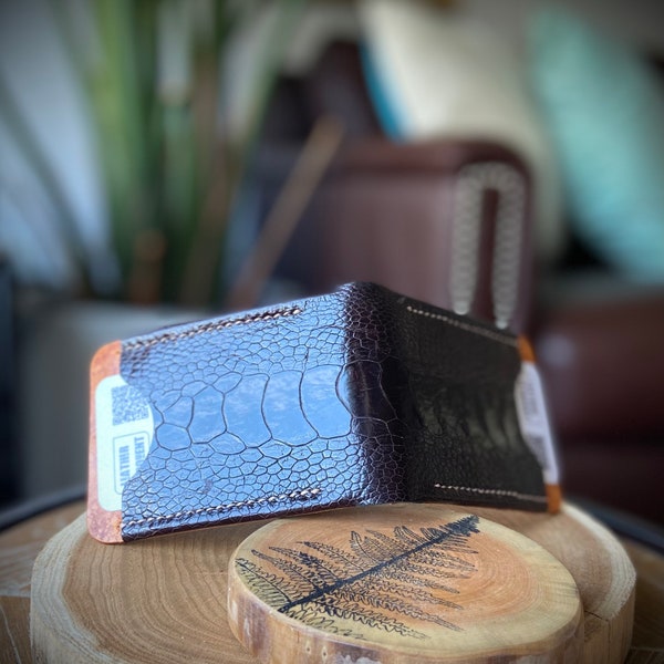 Ostrich /exotic money-clip wallet w/ RFID shield