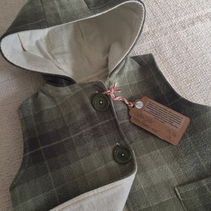 Upcycled Cotton Vest with Round Hood