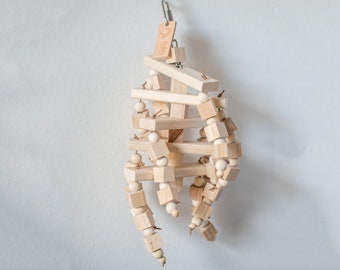 Blocktopus - Large ALL NATURAL Premium Bird Toys| BirdTricks Toys Exclusive | Spinning hard wood octopus toy | Macaw, Cockatoo, African Grey