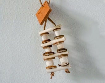 Jute Ladder - Tiny ALL NATURAL Premium Bird Toys| BirdTricks Toys Exclusive | Sola slices/beads, Jute wood| Budgie, Cockatiel, Conure Parrot