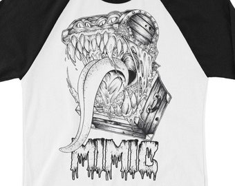 Mimic Death Metal D&D - Camiseta raglán de béisbol