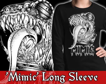 Camiseta de manga larga Black Death Metal D&D Mimic
