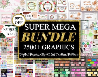Akvarell Clipart-paket, digitalt pappersbakgrundspaket, jul-PNG, blomma-PNG