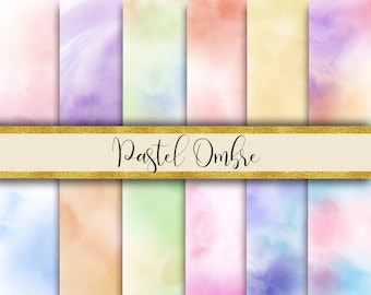 Frozen Watercolor Digital Files Winter Watercolor Textures 12 Blue Ombre Digital Paper Commercial Use OK Pastel Wedding Backgrounds