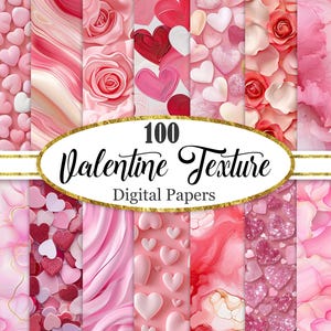 Papier numérique Saint-Valentin, lot de fond Saint-Valentin, Texture Saint-Valentin, papier de scrapbooking, téléchargement numérique