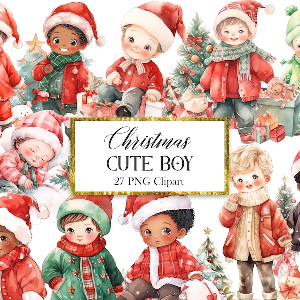 Christmas Boy PNG Clipart, Christmas Cute Boy Sublimation, Digital Download