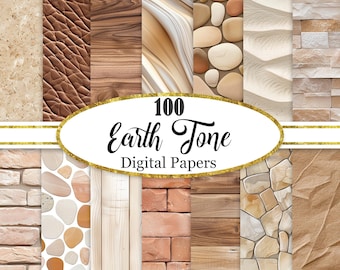 Earth Tone Digital Paper, Brown Background, Scrapbook Papers