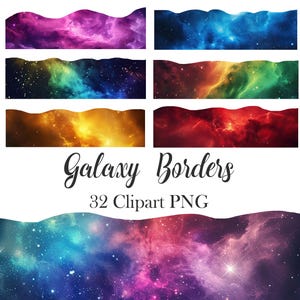 Galaxy Border Clipart, Borders PNG, Scrapbook, Digital Download