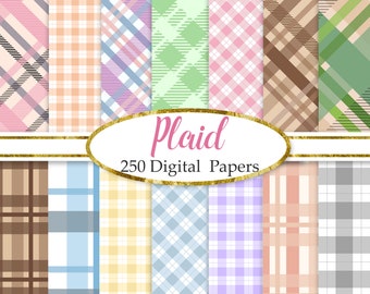 Pacchetto di carta digitale a quadri, pacchetto di sfondo a quadretti, carte per scrapbooking, diario spazzatura, carta stampabile, quadri natalizi, download digitale