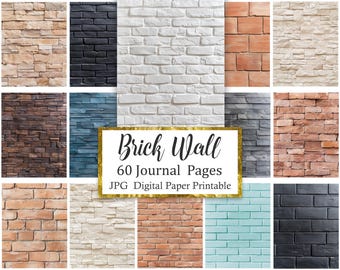 Brick Wall Journal Pages, Digital Paper, Texture, Scrapbook Papers