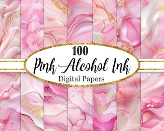 Roze digitaal papier op alcoholinkt, roze achtergrondbundel, plakboekpapier, textuur, digitale download