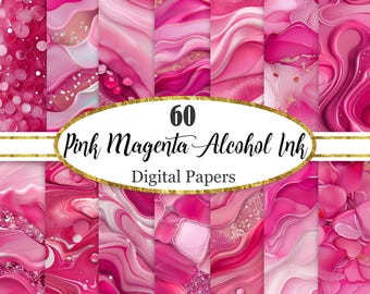 Roze alcoholinkt digitaal papier, roze magenta achtergrond, textuur, plakboekpapier, digitale download