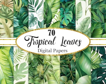 Tropische bladeren Digitaal papier, groen blad achtergrond, plakboekpapier, textuur, zomer, digitale download