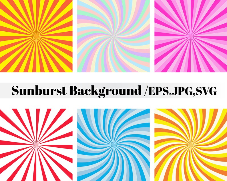 Set Of Sunburst Vector Background For Template And Banner Etsy
