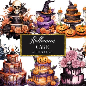 Halloweentaart PNG, aquarel Halloween-clipart, spookachtig dessert PNG, sublimatie, digitale download
