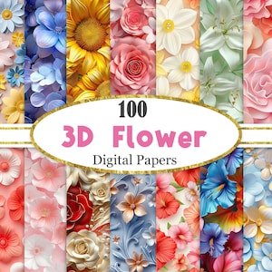3D Blume Digital Papier, Blume Hintergrund, Scrapbook Papiere, Frühling Floral, digitaler Download