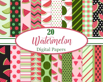 Papel Digital Melancia, Fundo Melancia, Fruta, Textura, Verão, Papel para Scrapbook, Download Digital